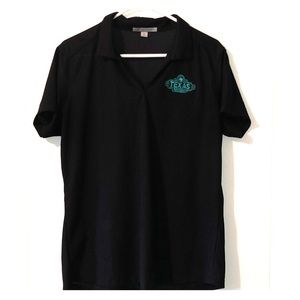 Texas Roadhouse black polo with teal logo